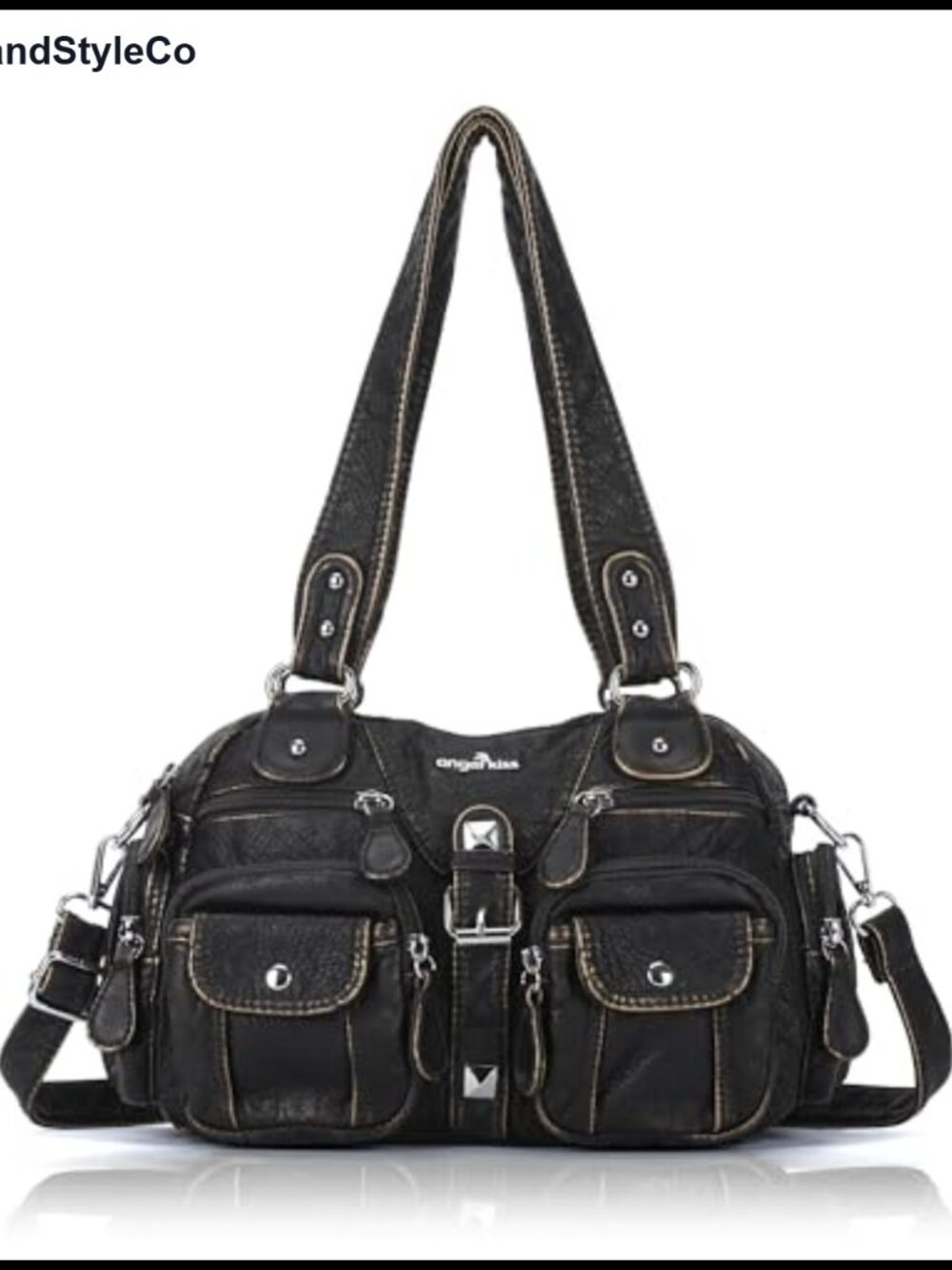 Vegan Leather Hobo Handbag Crossbody Shoulder Bag, Soft PU, Multipocket,